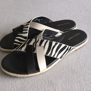 Cole Haan Florens Zebra Stripe Slide Sandals NWT Size 7.5